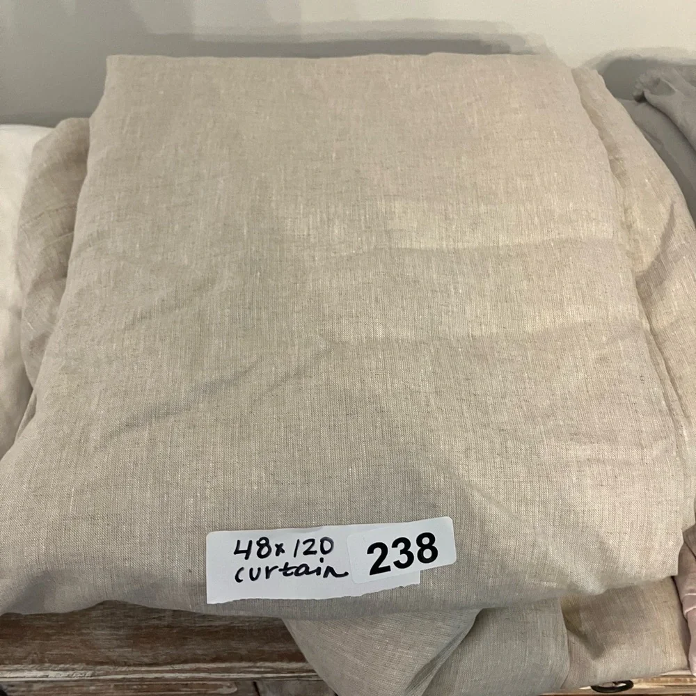 Quince 48x120 European Linen Room Darkening Curtain Panel Flax